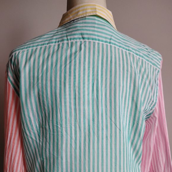 American Living Ralph Lauren Cotton Button Up Shirt Mixed Stripe Colorful Sz Lg - Picture 11 of 16
